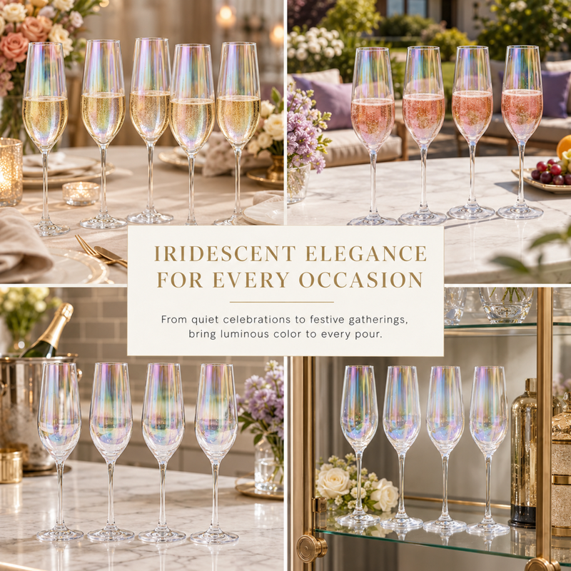 Iridescent Champagne Glasses Premium Barware Gift Elegant Drinkware Collection, photo 6 of 9