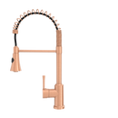 Copper Kitchen Faucet with Soap Dispenser, Single Handle Solid Brass High Arc Pull Down Sprayer Head Kitchen Sink Faucets with Deck Plate