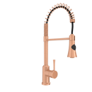 Copper Kitchen Faucet with Soap Dispenser, Single Handle Solid Brass High Arc Pull Down Sprayer Head Kitchen Sink Faucets with Deck Plate