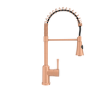 Copper Kitchen Faucet with Soap Dispenser, Single Handle Solid Brass High Arc Pull Down Sprayer Head Kitchen Sink Faucets with Deck Plate