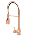 Copper Kitchen Faucet with Soap Dispenser, Single Handle Solid Brass High Arc Pull Down Sprayer Head Kitchen Sink Faucets with Deck Plate
