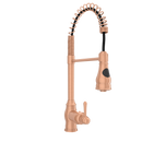 Copper Kitchen Faucet with Soap Dispenser, Single Handle Solid Brass High Arc Pull Down Sprayer Head Kitchen Sink Faucets with Deck Plate