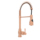 Copper Kitchen Faucet with Soap Dispenser, Single Handle Solid Brass High Arc Pull Down Sprayer Head Kitchen Sink Faucets with Deck Plate