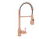 Copper Kitchen Faucet with Soap Dispenser, Single Handle Solid Brass High Arc Pull Down Sprayer Head Kitchen Sink Faucets with Deck Plate