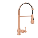 Copper Kitchen Faucet with Soap Dispenser, Single Handle Solid Brass High Arc Pull Down Sprayer Head Kitchen Sink Faucets with Deck Plate
