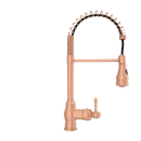 Copper Kitchen Faucet with Soap Dispenser, Single Handle Solid Brass High Arc Pull Down Sprayer Head Kitchen Sink Faucets with Deck Plate