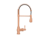 Copper Kitchen Faucet with Soap Dispenser, Single Handle Solid Brass High Arc Pull Down Sprayer Head Kitchen Sink Faucets with Deck Plate