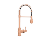Copper Kitchen Faucet with Soap Dispenser, Single Handle Solid Brass High Arc Pull Down Sprayer Head Kitchen Sink Faucets with Deck Plate