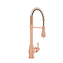 Copper Kitchen Faucet with Soap Dispenser, Single Handle Solid Brass High Arc Pull Down Sprayer Head Kitchen Sink Faucets with Deck Plate