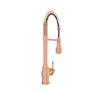 Copper Kitchen Faucet with Soap Dispenser, Single Handle Solid Brass High Arc Pull Down Sprayer Head Kitchen Sink Faucets with Deck Plate