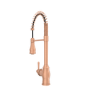 Copper Kitchen Faucet with Soap Dispenser, Single Handle Solid Brass High Arc Pull Down Sprayer Head Kitchen Sink Faucets with Deck Plate