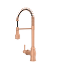 Copper Kitchen Faucet with Soap Dispenser, Single Handle Solid Brass High Arc Pull Down Sprayer Head Kitchen Sink Faucets with Deck Plate