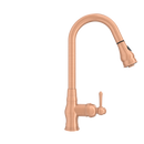 Copper Kitchen Faucet with Soap Dispenser, Single Handle Solid Brass High Arc Pull Down Sprayer Head Kitchen Sink Faucets with Deck Plate