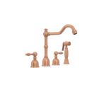 Two-Handles Copper Widespread Kitchen Faucet with Side Sprayer - AK96818C