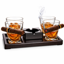 The Wine Savant Cigar Glasses Tray & Ash Tray, 4 Whiskey Cigar Glasses by The Wine Savant
