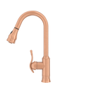 Copper Kitchen Faucet with Soap Dispenser, Single Handle Solid Brass High Arc Pull Down Sprayer Head Kitchen Sink Faucets with Deck Plate