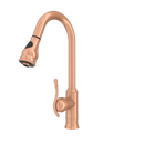 Copper Kitchen Faucet with Soap Dispenser, Single Handle Solid Brass High Arc Pull Down Sprayer Head Kitchen Sink Faucets with Deck Plate