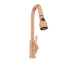 Copper Kitchen Faucet with Soap Dispenser, Single Handle Solid Brass High Arc Pull Down Sprayer Head Kitchen Sink Faucets with Deck Plate