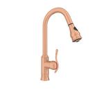Copper Kitchen Faucet with Soap Dispenser, Single Handle Solid Brass High Arc Pull Down Sprayer Head Kitchen Sink Faucets with Deck Plate