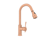 Copper Kitchen Faucet with Soap Dispenser, Single Handle Solid Brass High Arc Pull Down Sprayer Head Kitchen Sink Faucets with Deck Plate