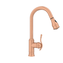 Copper Kitchen Faucet with Soap Dispenser, Single Handle Solid Brass High Arc Pull Down Sprayer Head Kitchen Sink Faucets with Deck Plate