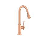 Copper Kitchen Faucet with Soap Dispenser, Single Handle Solid Brass High Arc Pull Down Sprayer Head Kitchen Sink Faucets with Deck Plate