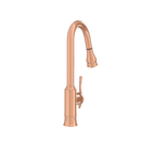 Copper Kitchen Faucet with Soap Dispenser, Single Handle Solid Brass High Arc Pull Down Sprayer Head Kitchen Sink Faucets with Deck Plate
