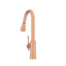 Copper Kitchen Faucet with Soap Dispenser, Single Handle Solid Brass High Arc Pull Down Sprayer Head Kitchen Sink Faucets with Deck Plate