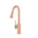 Copper Kitchen Faucet with Soap Dispenser, Single Handle Solid Brass High Arc Pull Down Sprayer Head Kitchen Sink Faucets with Deck Plate