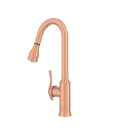 Copper Kitchen Faucet with Soap Dispenser, Single Handle Solid Brass High Arc Pull Down Sprayer Head Kitchen Sink Faucets with Deck Plate