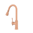 Copper Kitchen Faucet with Soap Dispenser, Single Handle Solid Brass High Arc Pull Down Sprayer Head Kitchen Sink Faucets with Deck Plate