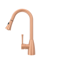 Copper Kitchen Faucet with Soap Dispenser, Single Handle Solid Brass High Arc Pull Down Sprayer Head Kitchen Sink Faucets with Deck Plate