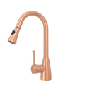 Copper Kitchen Faucet with Soap Dispenser, Single Handle Solid Brass High Arc Pull Down Sprayer Head Kitchen Sink Faucets with Deck Plate
