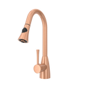 Copper Kitchen Faucet with Soap Dispenser, Single Handle Solid Brass High Arc Pull Down Sprayer Head Kitchen Sink Faucets with Deck Plate