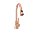 Copper Kitchen Faucet with Soap Dispenser, Single Handle Solid Brass High Arc Pull Down Sprayer Head Kitchen Sink Faucets with Deck Plate