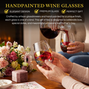 Artisanal Hand Painted Stemless - Windows Wine Glasses Set of 2