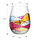 Artisanal Hand Painted Stemless - Windows Wine Glasses Set of 2