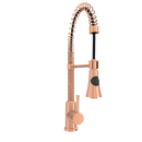Copper Kitchen Faucet with Soap Dispenser, Single Handle Solid Brass High Arc Pull Down Sprayer Head Kitchen Sink Faucets with Deck Plate