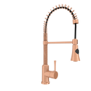 Copper Kitchen Faucet with Soap Dispenser, Single Handle Solid Brass High Arc Pull Down Sprayer Head Kitchen Sink Faucets with Deck Plate