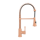 Copper Kitchen Faucet with Soap Dispenser, Single Handle Solid Brass High Arc Pull Down Sprayer Head Kitchen Sink Faucets with Deck Plate