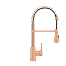 Copper Kitchen Faucet with Soap Dispenser, Single Handle Solid Brass High Arc Pull Down Sprayer Head Kitchen Sink Faucets with Deck Plate