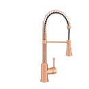Copper Kitchen Faucet with Soap Dispenser, Single Handle Solid Brass High Arc Pull Down Sprayer Head Kitchen Sink Faucets with Deck Plate