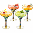 Mexican Design Hand Blown Margarita Glass – Set of 4 (Confetti Margarita)