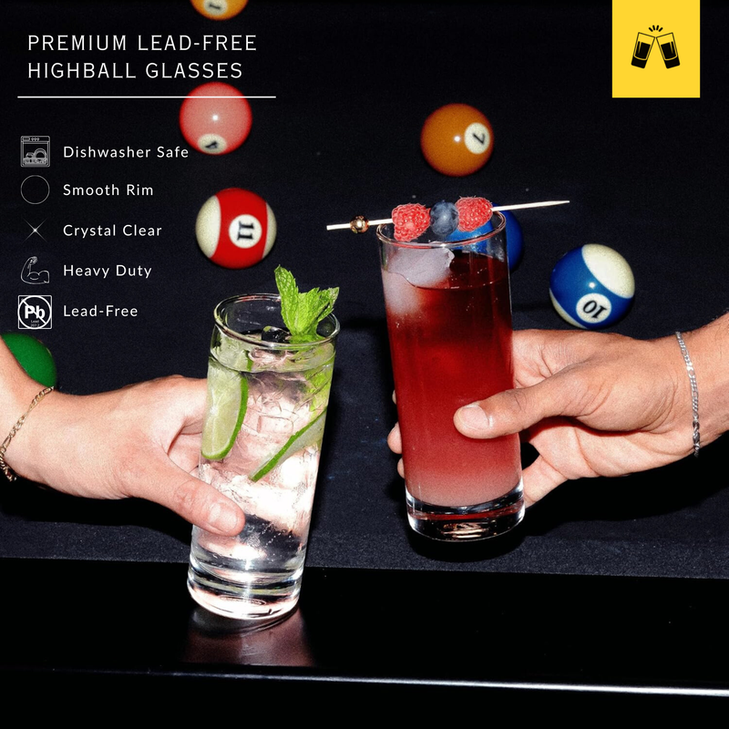 Highball Glasses Heavy Base Tom Collins Glasses - 12/15-Ounce Cups