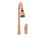 Copper Kitchen Faucet with in-Deck Handle and Soap Dispenser, Single Handle Solid Brass High Arc Pull Down Sprayer Head Kitchen Sink Faucet