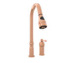 Copper Kitchen Faucet with in-Deck Handle and Soap Dispenser, Single Handle Solid Brass High Arc Pull Down Sprayer Head Kitchen Sink Faucet