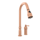 Copper Kitchen Faucet with in-Deck Handle and Soap Dispenser, Single Handle Solid Brass High Arc Pull Down Sprayer Head Kitchen Sink Faucet