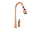 Copper Kitchen Faucet with in-Deck Handle and Soap Dispenser, Single Handle Solid Brass High Arc Pull Down Sprayer Head Kitchen Sink Faucet