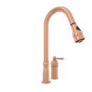 Copper Kitchen Faucet with in-Deck Handle and Soap Dispenser, Single Handle Solid Brass High Arc Pull Down Sprayer Head Kitchen Sink Faucet