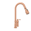 Copper Kitchen Faucet with in-Deck Handle and Soap Dispenser, Single Handle Solid Brass High Arc Pull Down Sprayer Head Kitchen Sink Faucet
